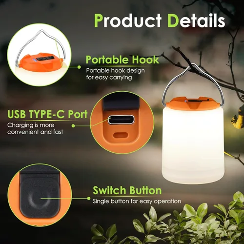 Miniatura 2 de BOBKID Linterna de camping LED, luz de camping recargable, linternas de 4 modos para exteriores con 1000LM, linterna de campamento portátil