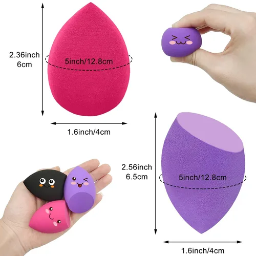 Miniatura 2 de 12 piezas de set de esponjas de maquillaje profesional, esponjas suaves sin látex, aplicadores cosméticos multicolores para polvo, líquido, Negro