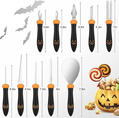 Miniatura 2 de CHRYZTAL Kit de tallado de calabaza herramientas de Halloween, juego profesional de tallado resistente, acero inoxidable de doble cara herramienta