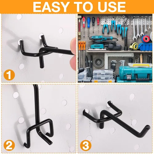 Miniatura 5 de Shimeyao 100 Piezas Ganchos para Estantes de Tablero Perforado Ganchos de Acero Inoxidable Clavijas para Tablero Colgante Ganchos de Exhibición