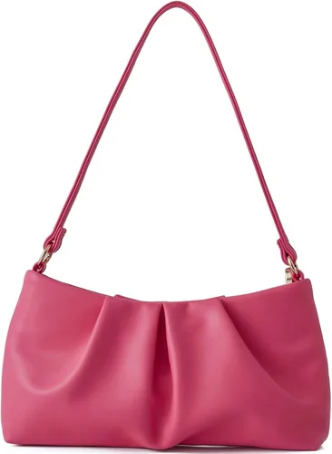 Miniatura 10 de Bolso de noche de piel sintética, bolso de mano fruncido para mujer, con correas de hombro dobles desmontables, bolso cruzado