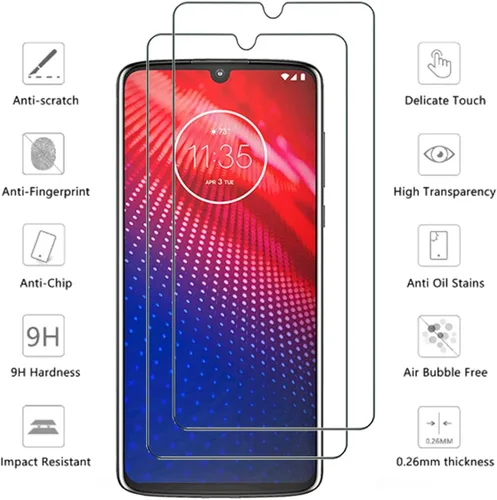 Miniatura 2 de Protector de pantalla transparente para Motorola Moto Z4 HD, vidrio templado, 2 unidades, dureza 9H, antiarañazos, protector de pantalla templado