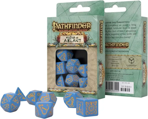 Miniatura 2 de Q WORKSHOP Pathfinder Ruins of Azlant RPG - Juego de dados ornamentados, 7 piezas poliédricas, azul, estándar (0.591 in - 0.669 in)
