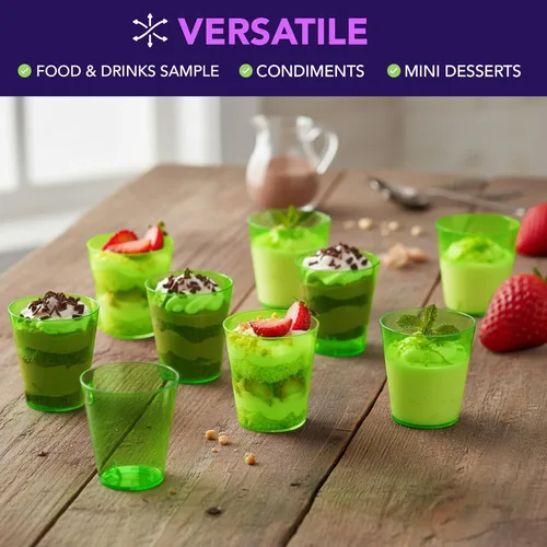 Miniatura 6 de Party Essentials Vasos de plástico duro de 2 onzas, verde neón, 50