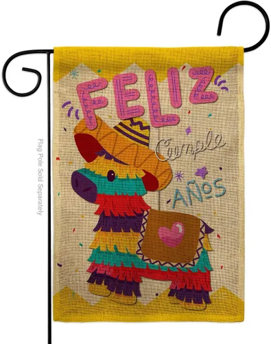 Bandera de jardín de arpillera de Feliz Cumpleaños, regalo de pastel de cumpleaños, regalo de ramo de caramelos, ocasión de aniversario, fiesta,