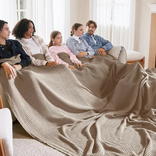 Miniatura 58 de Bedsure Gentlesoft - Manta de 100 % algodón, tamaño Twin XL, para dormitorio universitario, transpirable y suave, manta Twin de tejido waffle