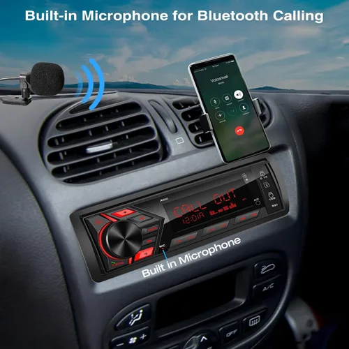 Miniatura 2 de Radio marina estéreo Bluetooth para automóvil: sistema de audio con pantalla LCD de un solo DIN - Reproductor de MP3 multimedia Indash con receptor