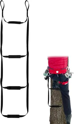 Ayudador de escalada de caza de 3 pasos con escalones antideslizantes, 61.5 pulgadas portátil para árbol de caza escalada escalera de cuerda para