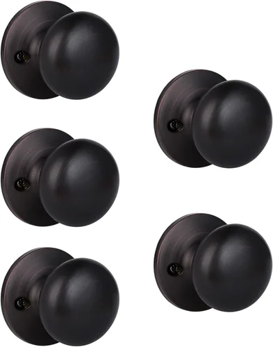 Miniatura 30 de KNOBWELL Paquete de 8 pomos de puerta de privacidad para baño y dormitorio, pomo de puerta negro mate con cerradura, cerradura de manija de puerta