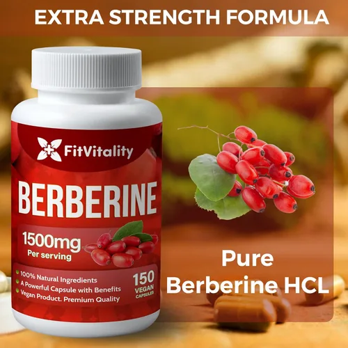 Miniatura 8 de Suplemento de berberina premium, 150 cápsulas – Suministro para 50 días, 1500 mg de berberina por porción, Berberina HCI hecha de ingredientes 100%