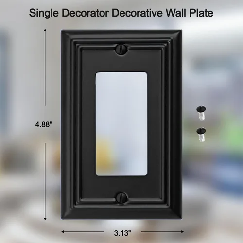 Miniatura 2 de OKAWYC Cubierta de Interruptor de Luz Decorativo Individual Placa de Pared Metálica Adler, Paquete de 4 Negro 1 Gang Rocker Individual