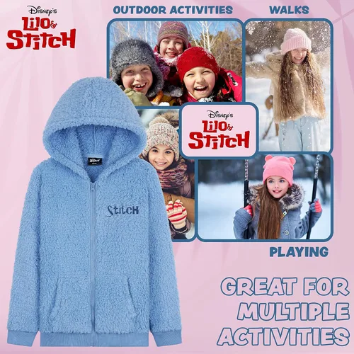 Miniatura 3 de Disney Stitch Sherpa - Sudadera con capucha para niñas, forro polar con cremallera para niños y adolescentes