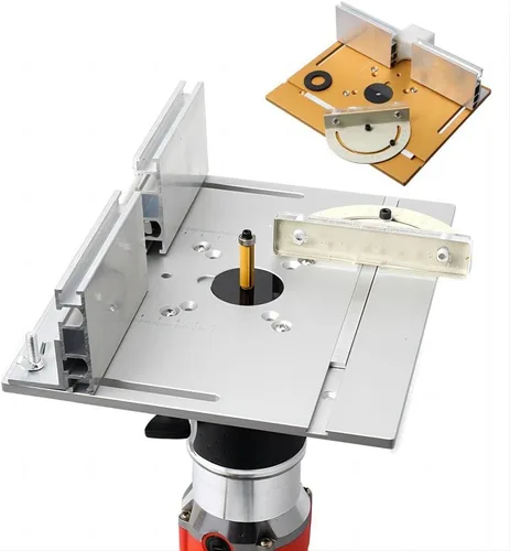 Miniatura 4 de Placa de inserción de mesa de enrutador de aluminio KETIPED, Bancos de carpintería con placa de enrutador abatible con guía de goniómetro y valla