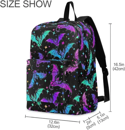Miniatura 2 de MNSRUU Mochila para estudiantes para la escuela, Halloween, mochila luminosa de murciélagos para laptop, mochila estética para niñas, niños, mochila
