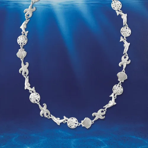 Miniatura 4 de Ross-Simons Sterling Silver Sea Life Link Necklace