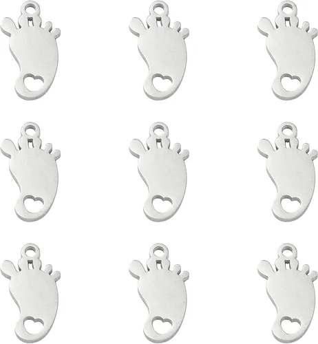 Miniatura 13 de Ipotkitt 10 dijes de huella de acero inoxidable 304 para mascotas, perros, gatos, huellas de corazón, para manualidades, joyas, collares