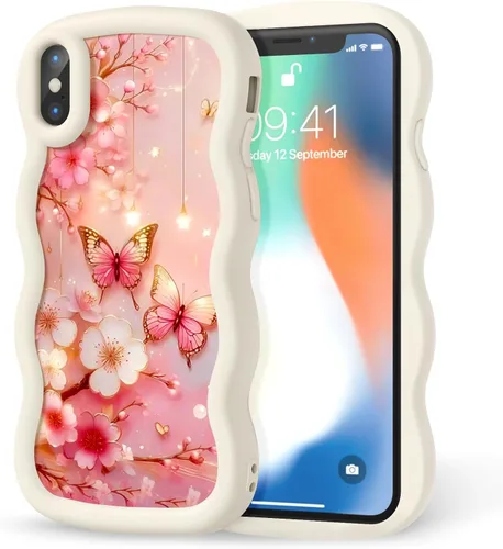 Miniatura 113 de Compatible con iPhone SE/8/7 Funda para Mujeres y Niñas, Marco Ondulado Rizado con Patrón Lindo, Estética Delgada Suave Silicona TPU Parachoques