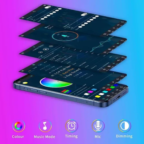 Miniatura 7 de Tira de luces LED de neón USB de 9.8 pies, tira de luces LED RGB IC inteligentes para dormitorio, tira de luz de neón LED de sincronización