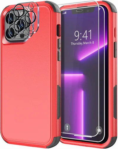 Miniatura 8 de Diverbox Funda diseñada para iPhone 13 Pro con protector de pantalla para lente de cámara, resistente a los golpes, resistente a los golpes