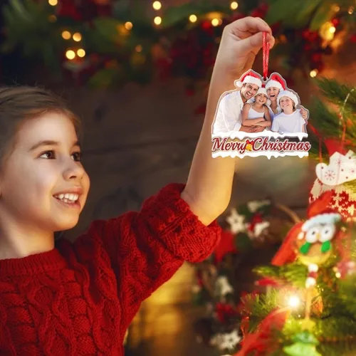 Miniatura 7 de Adornos de Navidad personalizados con nombres, muñeco de nieve, 8 piezas, adorno familiar personalizado, decoración colgante de madera para árbol