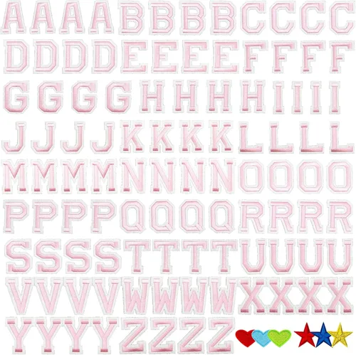 Miniatura 29 de Jongdari Parches para planchar con letras y números para ropa, parches de alfabeto bordado de 2" para chaqueta Letterman A-Z y apliques 0-9 para Rojo