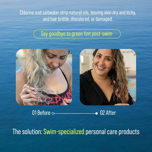 Miniatura 5 de TRIHARD Chlorine Defense - Acondicionador de natación, protege e hidrata el cabello de la piscina y el océano, cloro y agua salada, protección