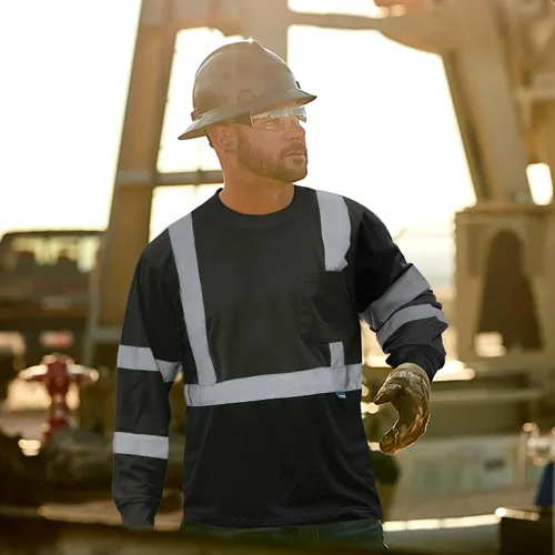 Miniatura 3 de AYKRM Camiseta de seguridad reflectante de alta visibilidad de manga larga de alta visibilidad (XS-6XL)