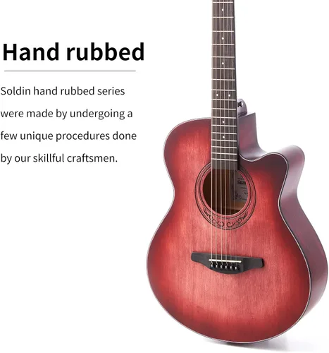 Miniatura 7 de Kit de guitarra acústica de 40 pulgadas con tapa de abeto sólido de alta calidad, con bolsa de concierto, soporte de guitarra, afinador, correa