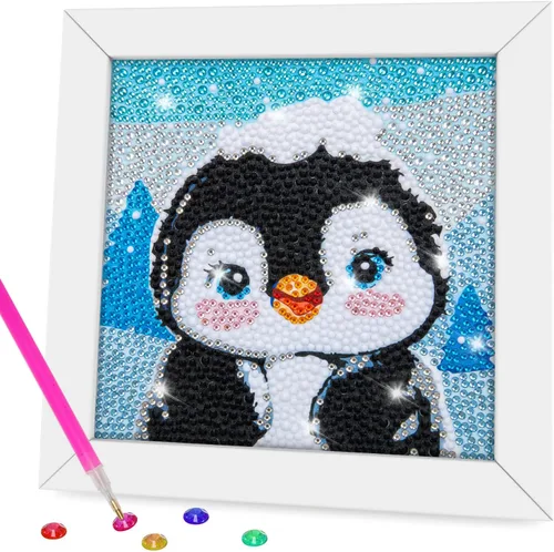 QEUOYSS Kit de arte de diamantes para niños con marco de madera, arte y manualidades para niños de 6-8 -10-12 años, fácil de hacer tú mismo, arte de