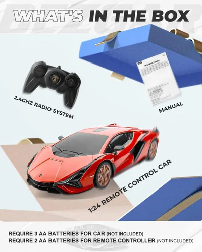 Miniatura 5 de BEZGAR Autos a control remoto - Escala 1:24 Serie RC con licencia oficial Lambo Sián FKP 37, vehículo modelo de juguete deportivo de carreras