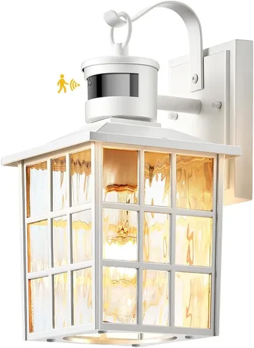 Miniatura 9 de VIANIS Luces de pared al aire libre con sensor de movimiento, luces de pared blancas del atardecer al amanecer, accesorio de luz exterior, linterna