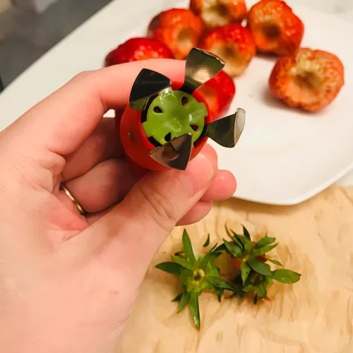 Miniatura 3 de Paquete de 2 cortadores de fresas, descorazonador y rebanador de piña, rebanador de manzana de uva, descorazonador de tomate, herramienta de cocina