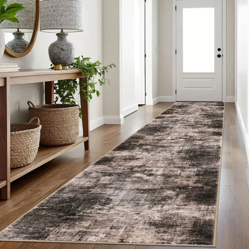 Miniatura 273 de IOHOUZE Alfombra pequeña abstracta de 2 x 3 pies, alfombra de entrada lavable para entrada interior, alfombras con respaldo de goma, alfombra gris