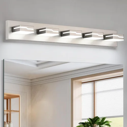 Miniatura 10 de 4 lámparas de acrílico para baño, moderna lámpara negra para tocador de baño, accesorios de iluminación de pared negro mate sobre el espejo, luz LED