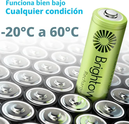 Miniatura 9 de Brightown Paquete de 4 baterías AA recargables – 1000 mAh 1.2 V NiMH batería de alta capacidad – Ideal para luces solares y dispositivos domésticos