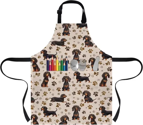Miniatura 12 de Cozeyat Delantales de cocina para niños y niñas, delantales de pintura con bolsillos, delantales ligeros con correa ajustable