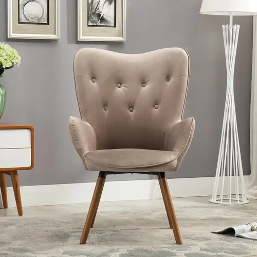 Miniatura 3 de Roundhill Furniture - Silla decorativa doarnin contemporánea de terciopelo sedoso con respaldo de botones, Tela, Chocolate