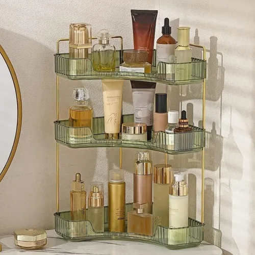 Miniatura 3 de CESTATIVO Organizador de esquina para mostrador de baño, bandejas de tocador, organizador de cosméticos y maquillaje, estante de baño