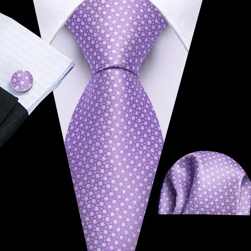 Miniatura 91 de Barry.Wang Corbatas de seda para hombre, diseño de lunares, gemelos cuadrados de bolsillo, gemelos para negocios, boda