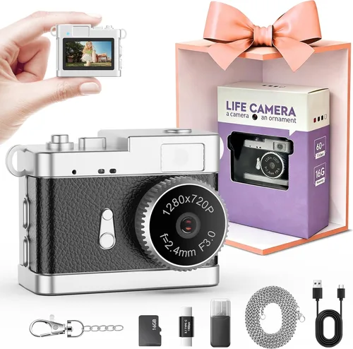 Miniatura 10 de Mini cámara – Mini cámara digital 2K con tarjeta de 16 GB, batería de larga duración, vlog de viaje y sesión de fotos en cualquier momento, Oro rosa