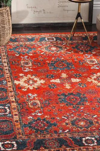 Miniatura 36 de SAFAVIEH Vintage Hamadan Collection - Alfombra de área de 2 pies 3 pulgadas x 4 pies, naranja y azul, diseño tradicional persa, no desprende pelusa