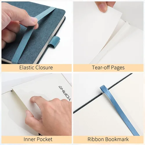 Miniatura 5 de Yopih Artists - Cuaderno de bocetos de acuarela de lino premium, cuaderno de acuarela de 5.5" x 5.5" con papel de algodón prensado en frío de Azul