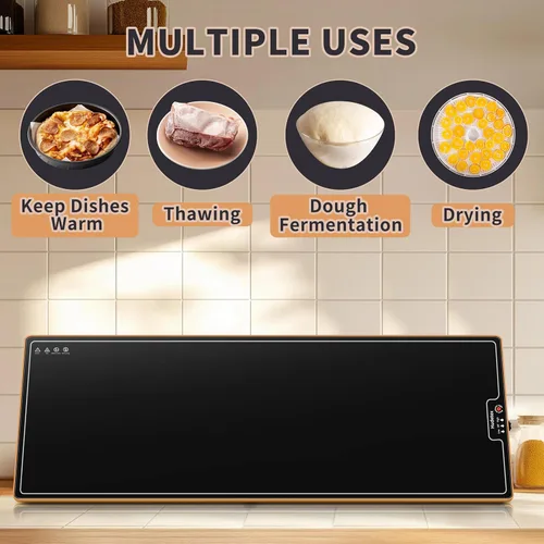 Miniatura 7 de Tapete de calentamiento para alimentos (extra largo de 40 x 12 pulgadas), bandejas de calentamiento eléctricas para bufés, fiestas y uso diario