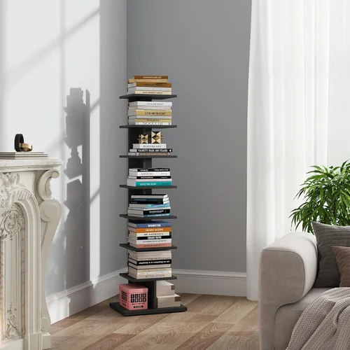 Miniatura 24 de TUTOTAK - Estantería estrecha, estantería de 8 niveles, estante de libros con espacio para la columna para espacios pequeños, estante de esquina