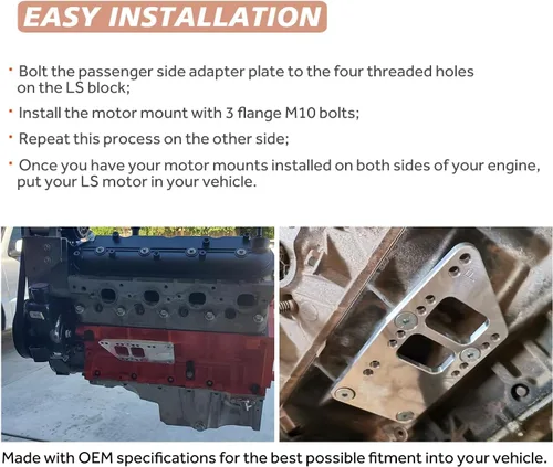 Miniatura 2 de para LS Swap Placas Adaptadoras de Montaje de Motor - Soporte Universal de Intercambio de Bloque Pequeño LS Conversion Ajustable Compatible con LS1