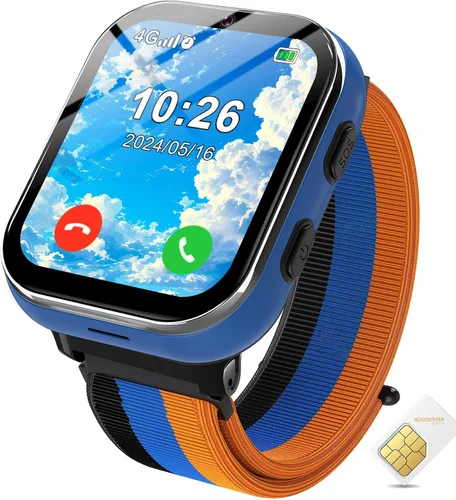 Miniatura 8 de PTHTECHUS Reloj inteligente para niños, reloj inteligente 4G con llamada telefónica, SOS, cámara, reproductor de música, tarjeta de aprendizaje