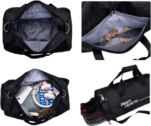 Miniatura 3 de Sutmdo Bolsas de gimnasio para hombres y mujeres, ligera, bolsa de lona deportiva con compartimentos para zapatos y húmedos, bolsa de lona