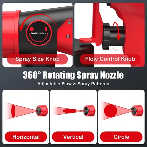Miniatura 8 de Rociador de pintura para batería Milwaukee 18V - Pistola de espray HVLP de 600W con motor sin escobillas, botella de gran capacidad de 1000ml y 4