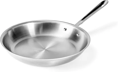 All-Clad BD55108, artículos de cocina/sartén de acero inoxidable bruñido, 5 capas adheridas, apta para lavavajillas, 8 pulgadas, color plateado,