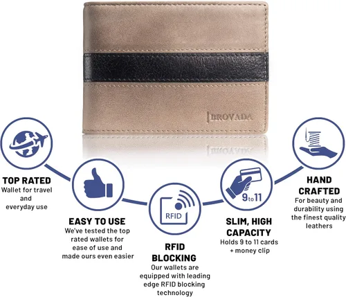 Miniatura 4 de Cartera minimalista delgada y plegable con bolsillo frontal con clip para dinero, bloqueo RFID con diseño inteligente, gris (Executive grey)